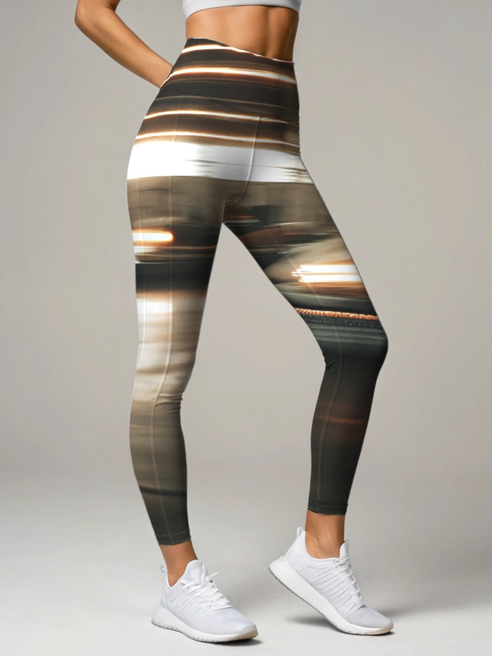 Pickleball | Paddleball | Activewear Coord Set Tshirt With Tummy Tuck Leggings | Trailing Light Print
