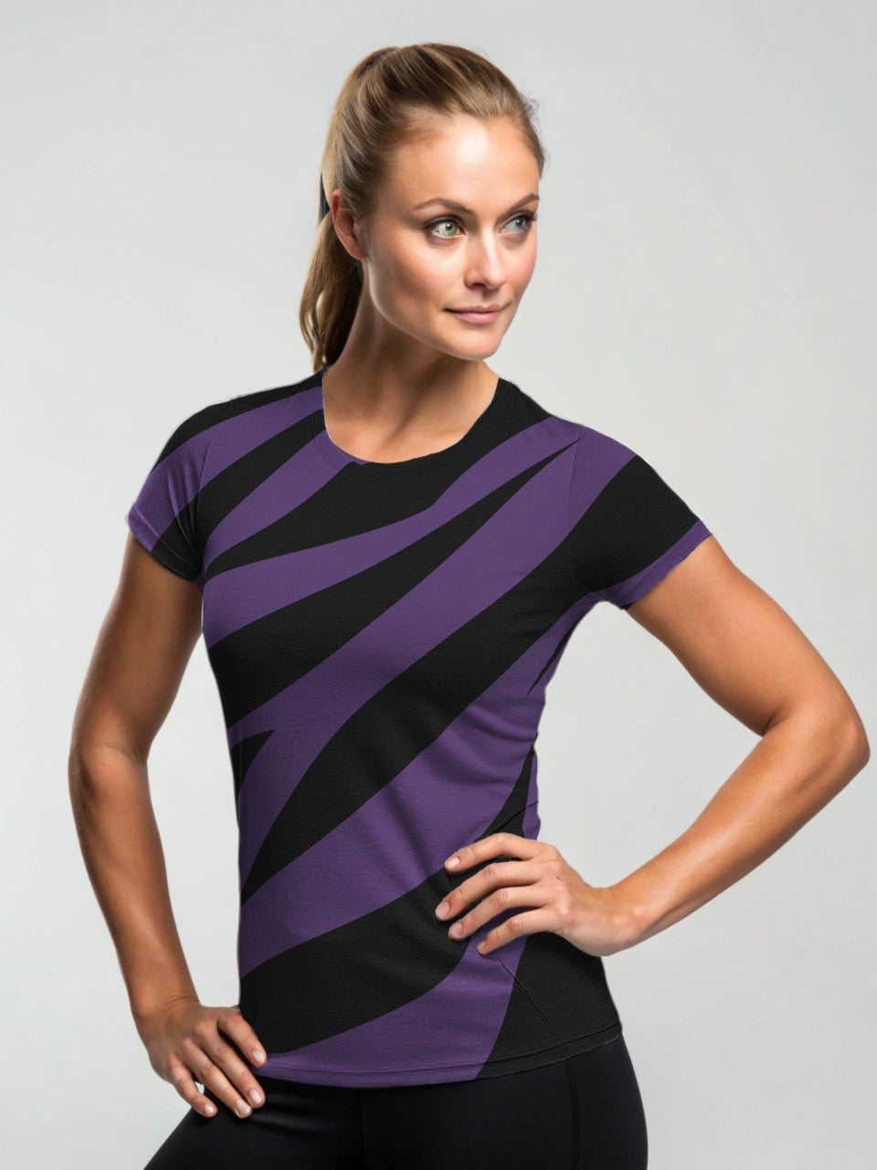 Pickleball | Paddleball | Activewear Coord Set Tshirt With Tummy Tuck Leggings | Zebra Print