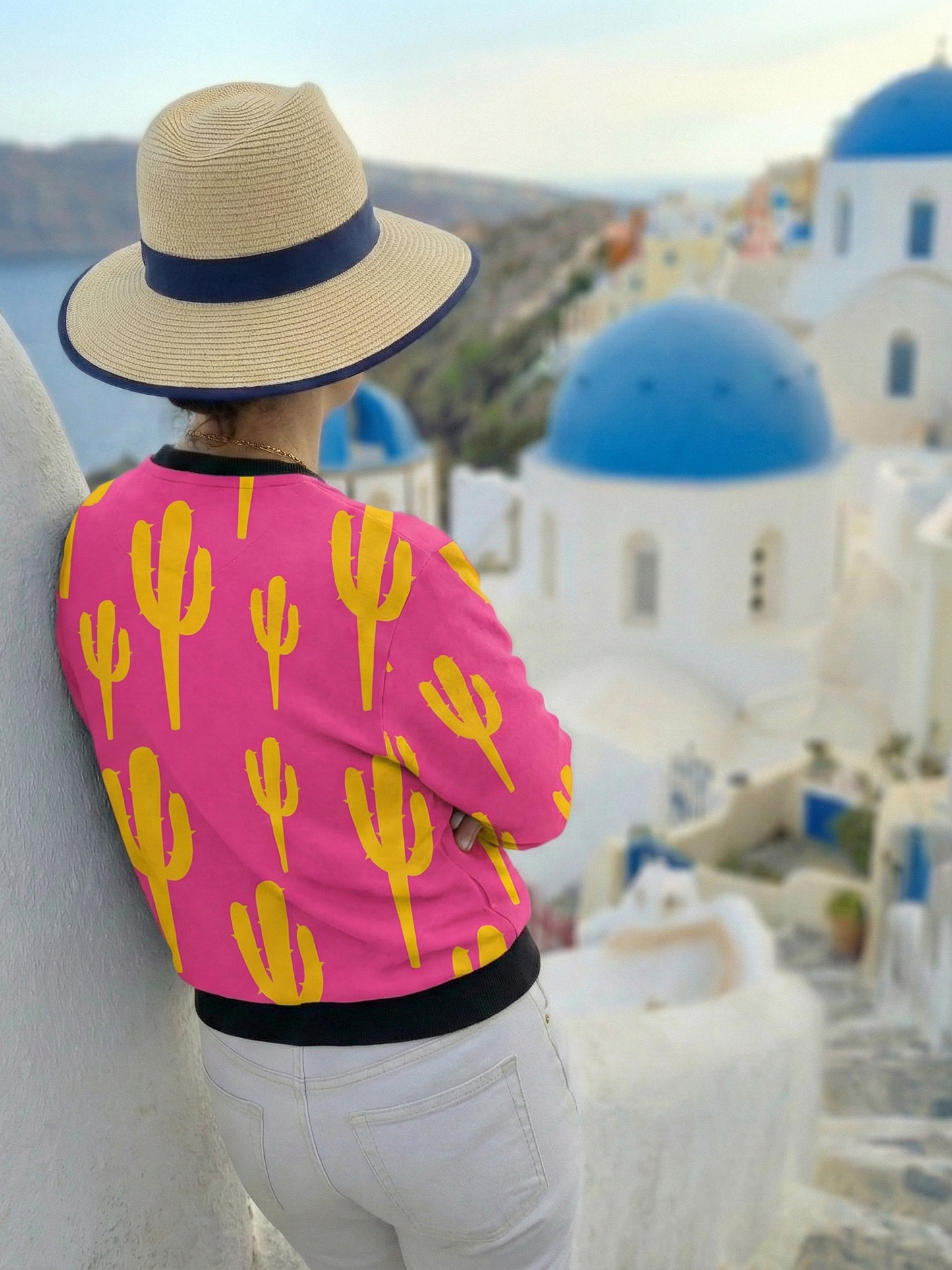 Quirky Cactus Print Pink Sweatshirt