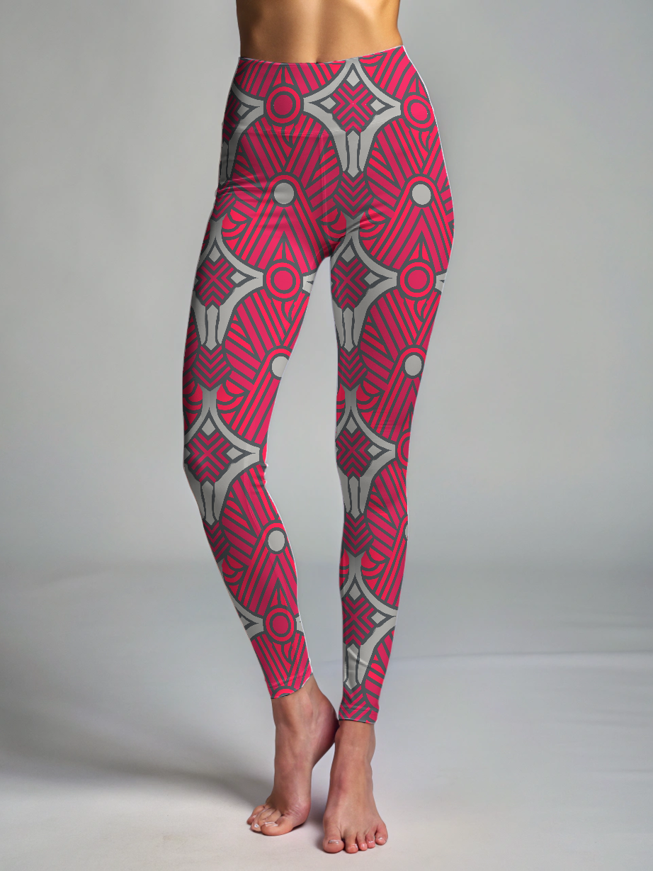 Sharp Geometric Print Premium Oversized Tee With Tummy Tuck Body Shaping Leggings Co-ord Set