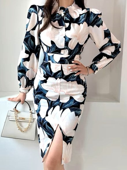 Fantastic Floral Print Navy Blue Skirt Co ord Set