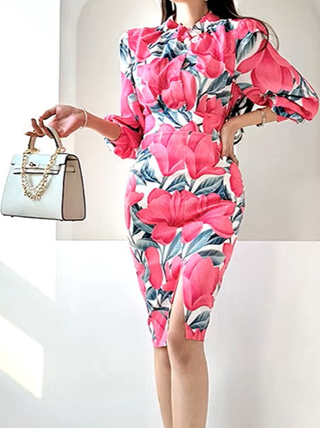 Fantastic Floral Print Pink Skirt Co ord Set