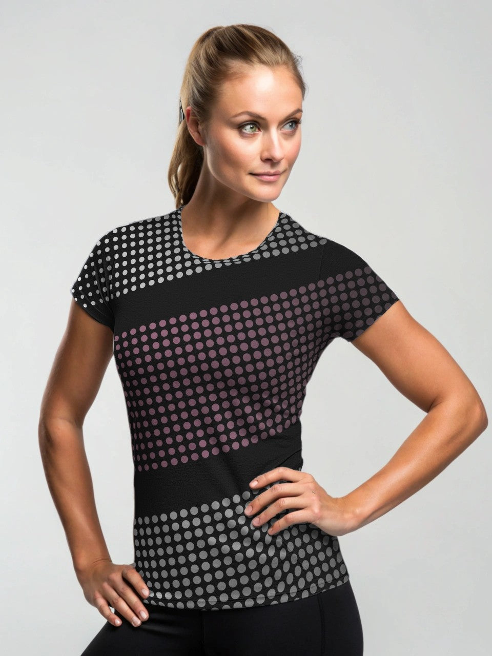 Pickleball | Paddleball | Activewear Coord Set Tshirt With Tummy Tuck Leggings | Sporty Green Dot Print