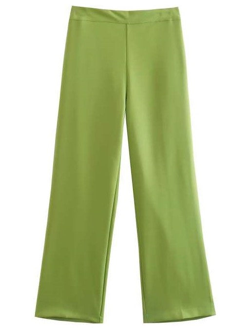 Slick Formal Style Green Zipper Pants Set