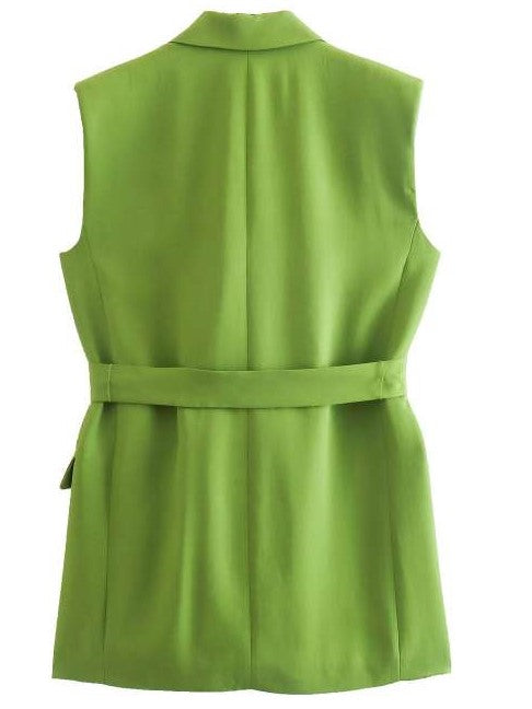 Slick Formal Style Green Zipper Pants Set