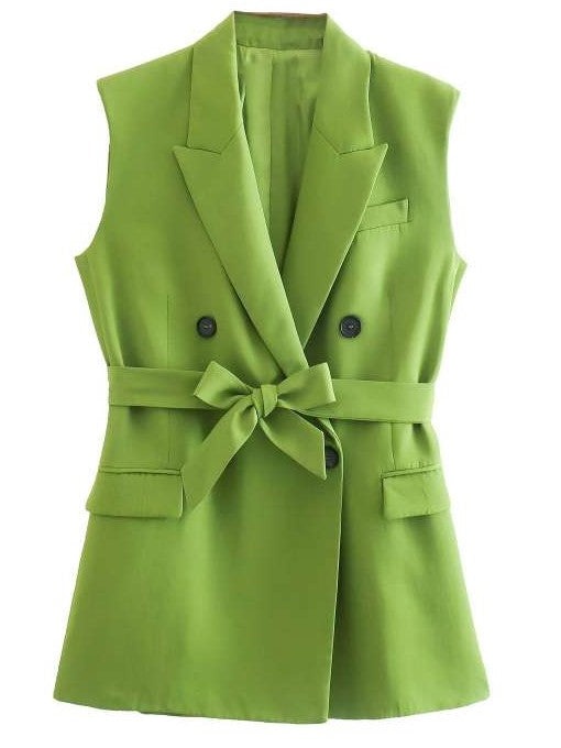Slick Formal Style Green Zipper Pants Set