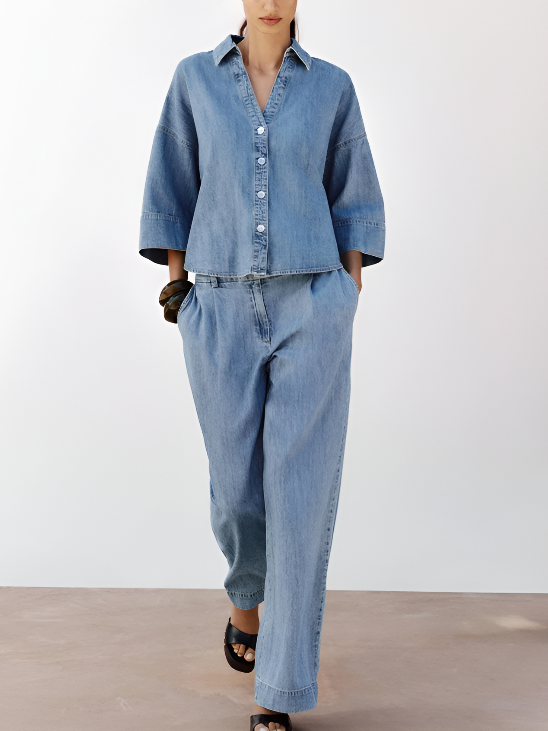 Chic Denim Wide Leg Co ord Set