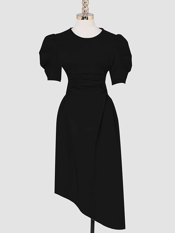 Chic Irregular Bodycon Black Pencil Dress