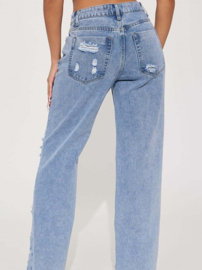 Chic Ripped Blue Denim
