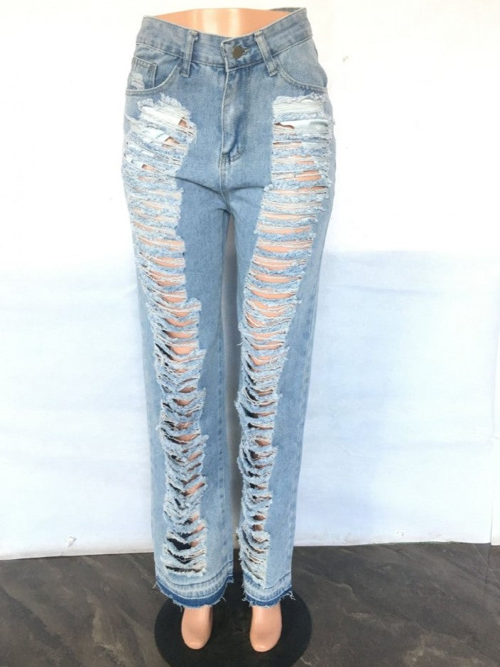 Chic Ripped Blue Denim