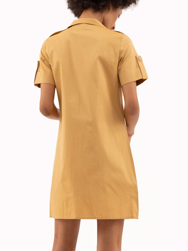 Classic Beige Shirt Dress With Belt