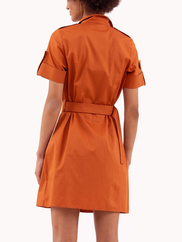 Classic Toffee Shirt Dress With Belt