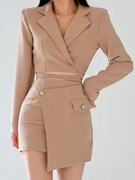 Classy Crop Blazer With High Waist Skirt Co ord Set