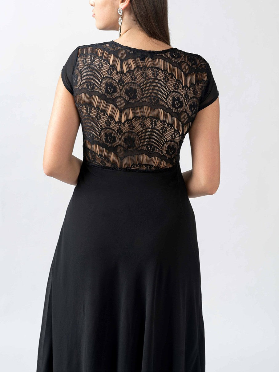 Classy Lace Black Gown Dress
