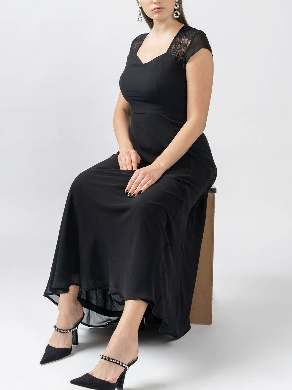 Classy Lace Black Gown Dress