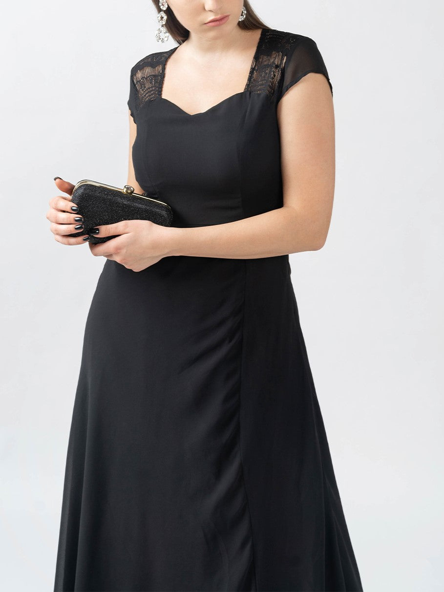 Classy Lace Black Gown Dress