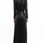 Dazzling Black Sequin V Neck Long Party Dress