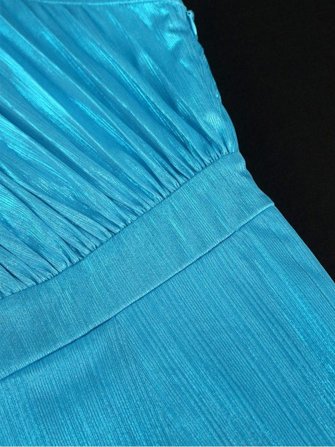 Elegant One Shoulder Fitted Party Blue Dress - Ships in 24 Hrs