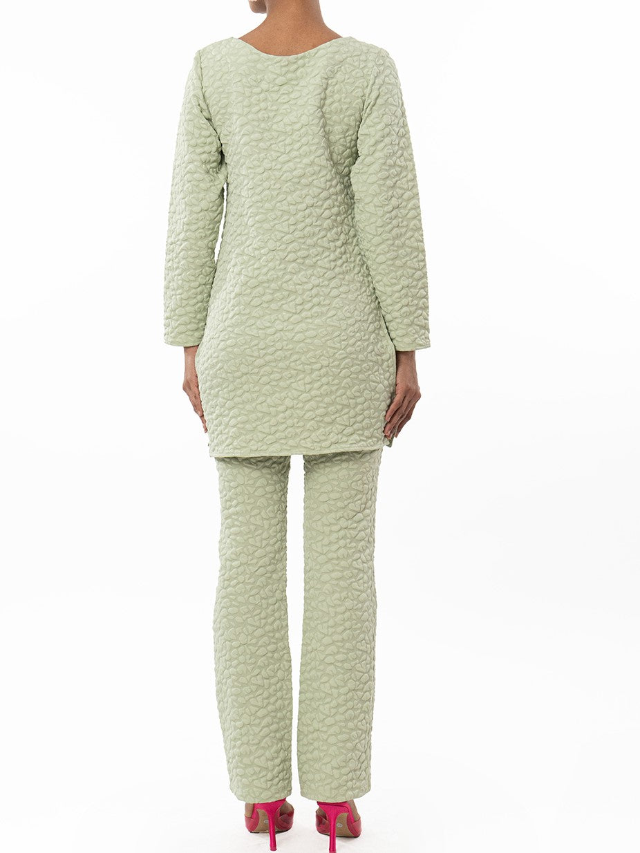 Elite Puffed Fabric Green Co Ord Set
