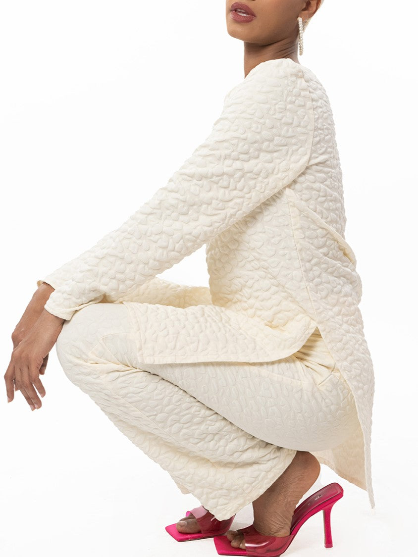 Elite Puffed Fabric White Co Ord Set