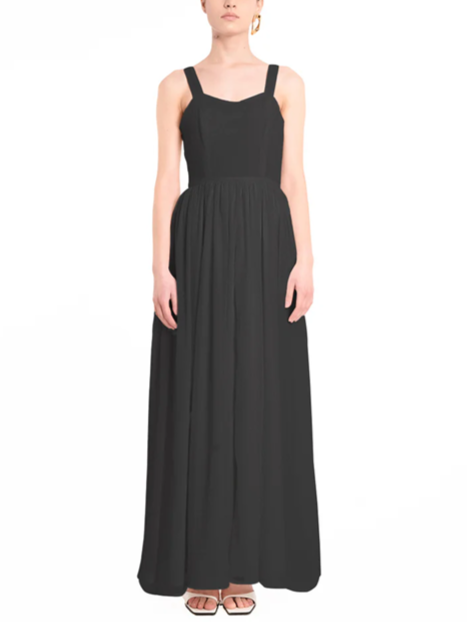 Evergreen Black Sleeveless Maxi Dress