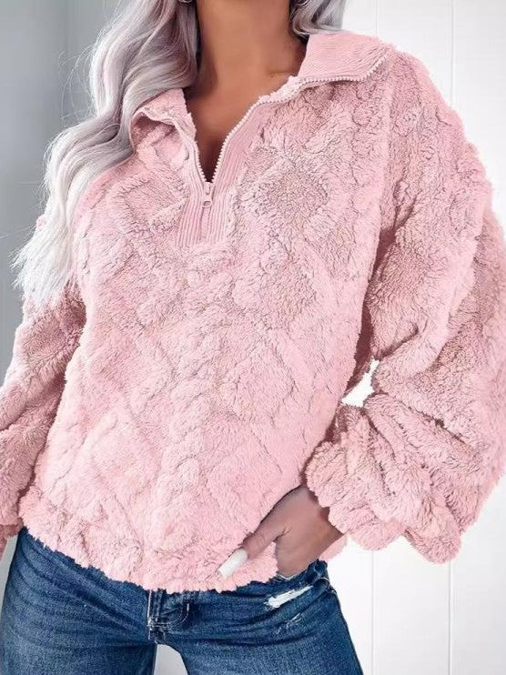 Evergreen Winter Wear Fluff Long Sleeve Pink Coat