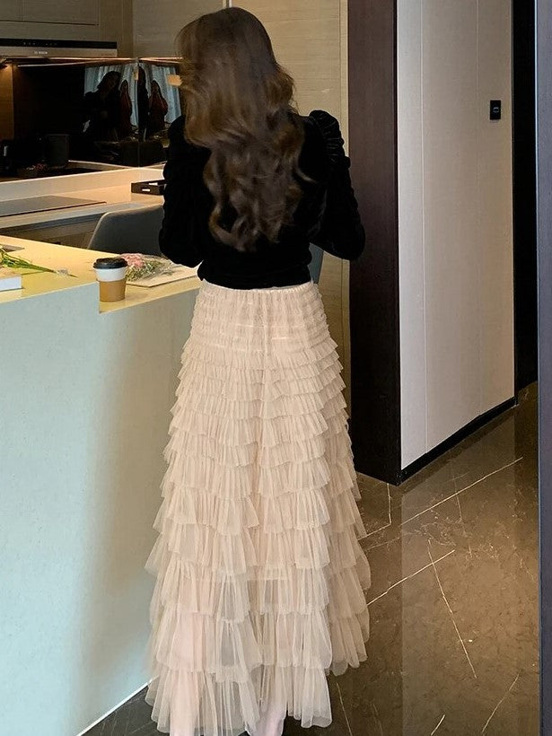 Exclusive Party Wear V Neck Velvet Top With Long Skirt Set