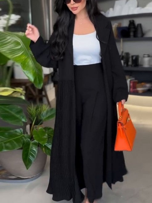 Formal Look Fringed Tailored Collar Long Blazer Pant Set