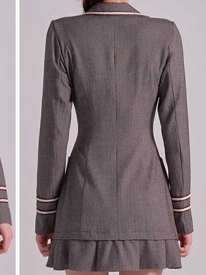 Formal Style Double Breasted Pocket Decor Blazer Dress
