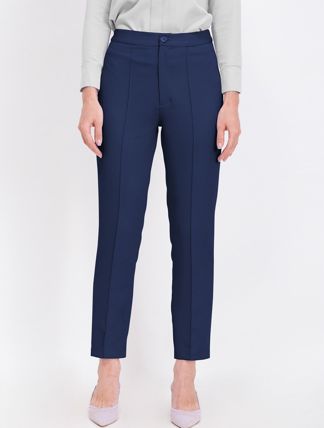 Formal Wear Straight Fit Blue Pants - Ships in 24 Hrs