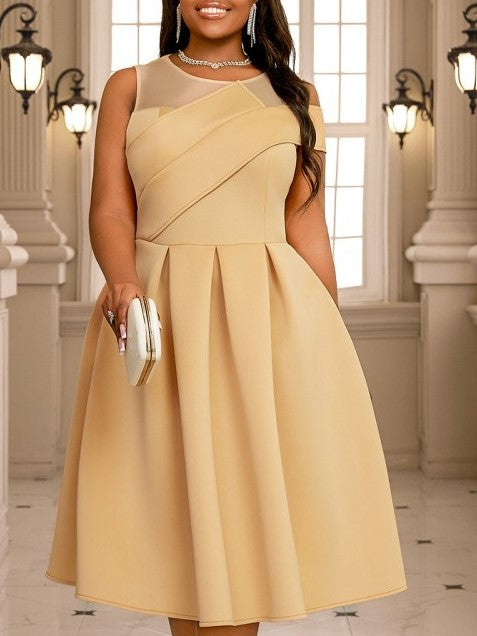 Graceful Patchwork See Through Fitted Sleeveless Dress