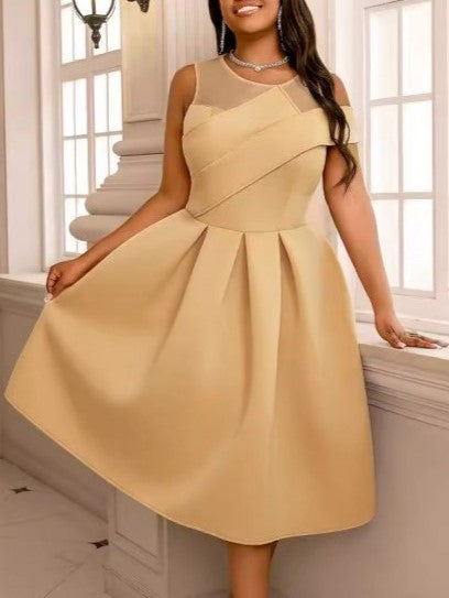 Graceful Patchwork See Through Fitted Sleeveless Dress