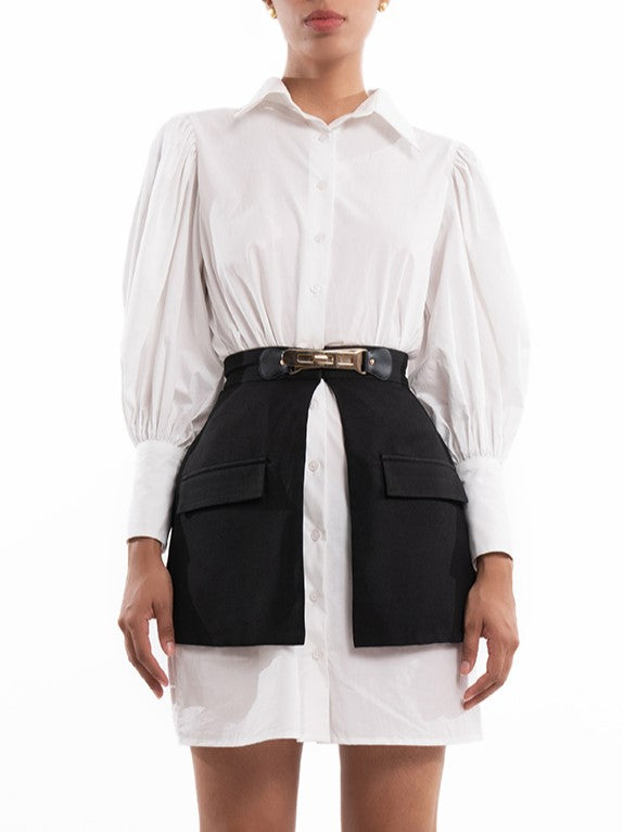 Latest Fashion Long Sleeve White Dress With Skirt Set