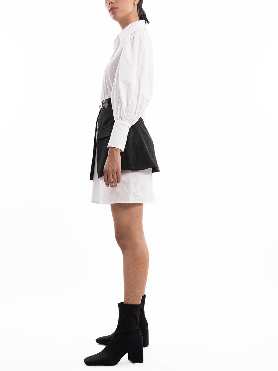 Latest Fashion Long Sleeve White Dress With Skirt Set