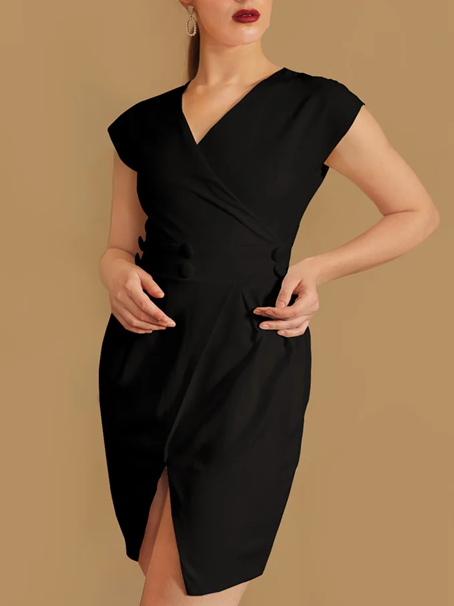 New Arrival Front Black Slit Dress