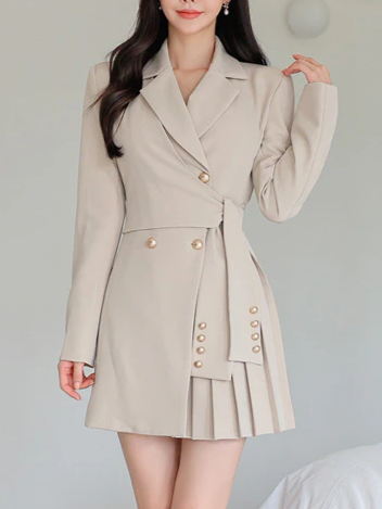 Professional Slim Style Khaki Jacket Dress