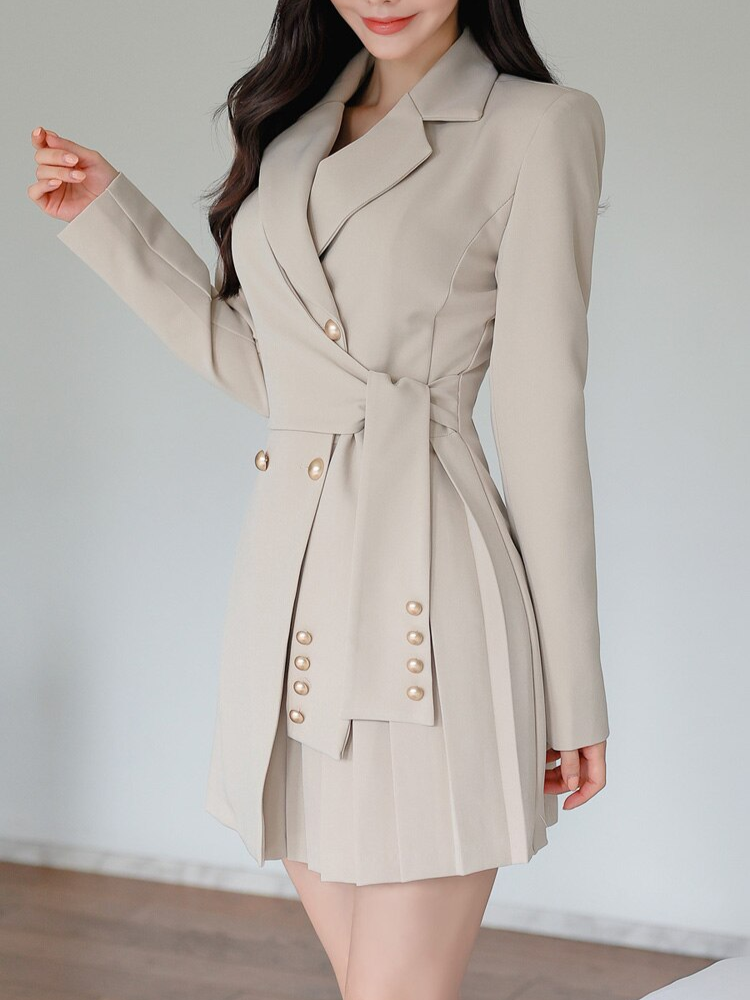 Professional Slim Style Khaki Jacket Dress