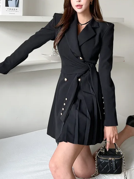 Professional Slim Style Black Jacket Dress