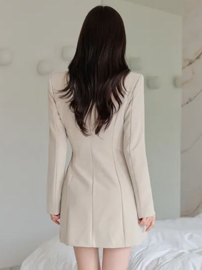 Professional Slim Style Khaki Jacket Dress