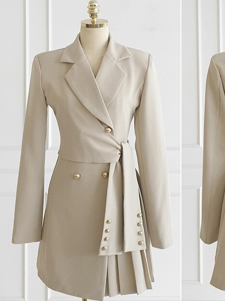 Professional Slim Style Khaki Jacket Dress