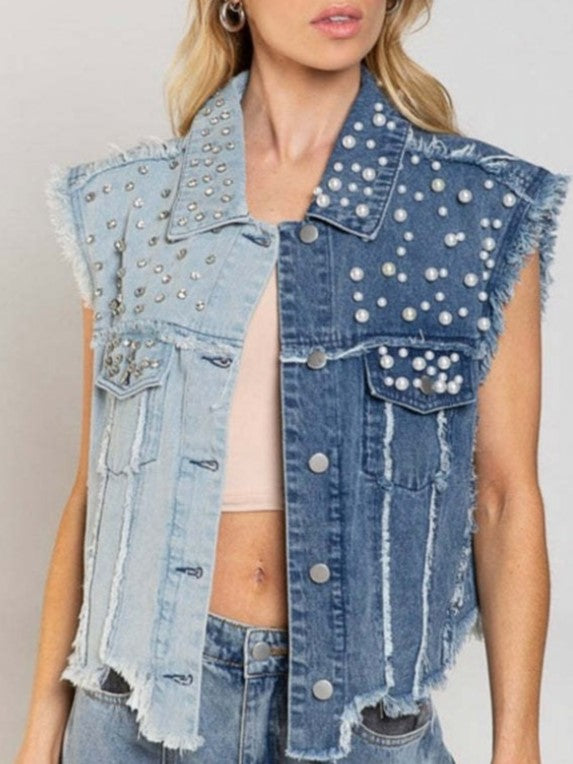 Relaxed Fit Solid Denim Cardigan