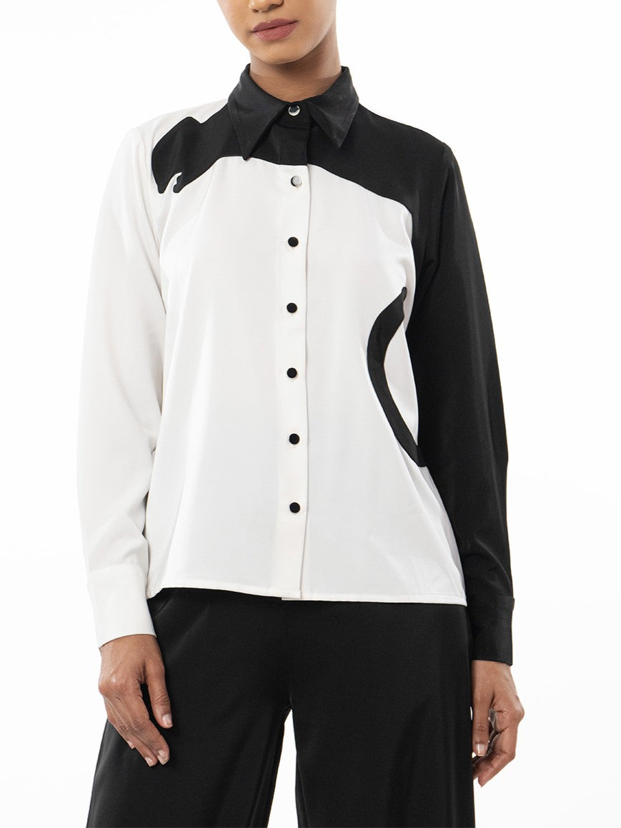 Smart Contrast Black Shirt