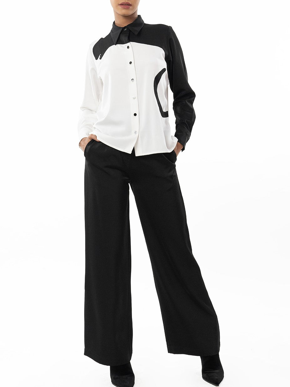 Smart Contrast Black Shirt