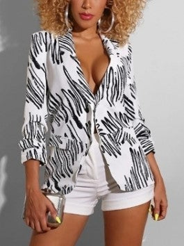 Smart Grafitti Print Contrast Color White Jacket
