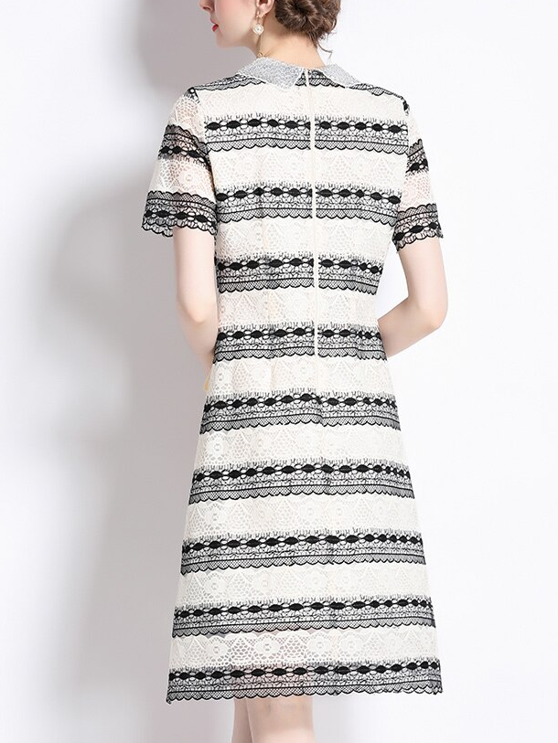 Stunning Single Breasted Lace Beaded Black Dress