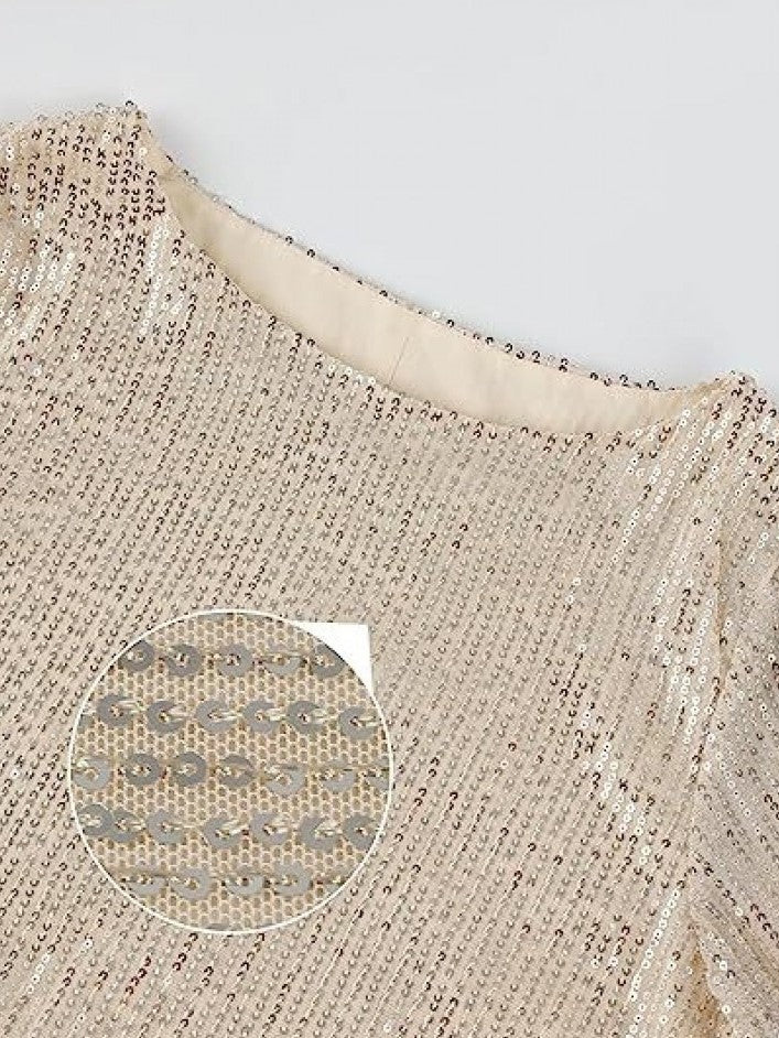 Stylish Sequin Loose Long Sleeve Dress