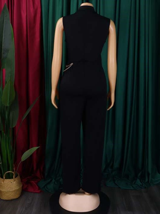 Stylish Solid High Rise Wide Leg Jumpsuit