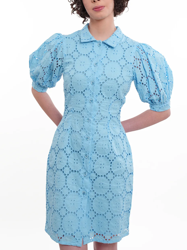 Summer Fashion Blue Short Shirt Dress