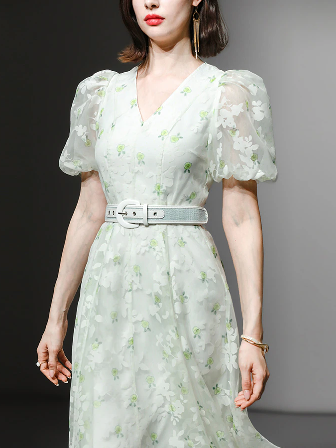 Summer Pastel Floral Print A Line Dress