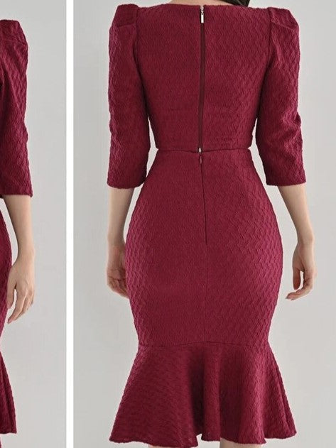 Unique Crop Top With Mermaid Skirt Wine Red Set